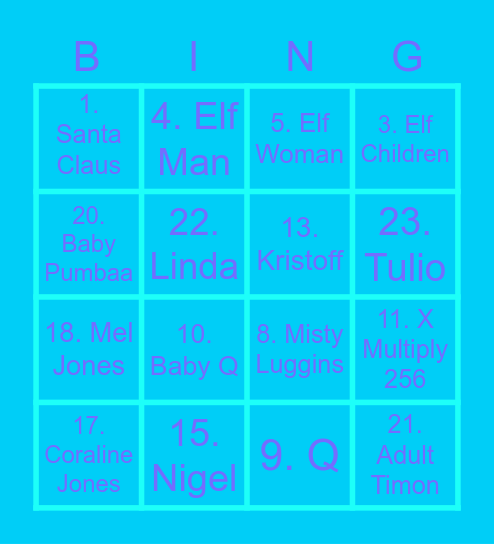 Kiddie Cars Bingo Card