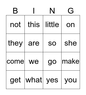 Sight WORDS 3 Bingo Card