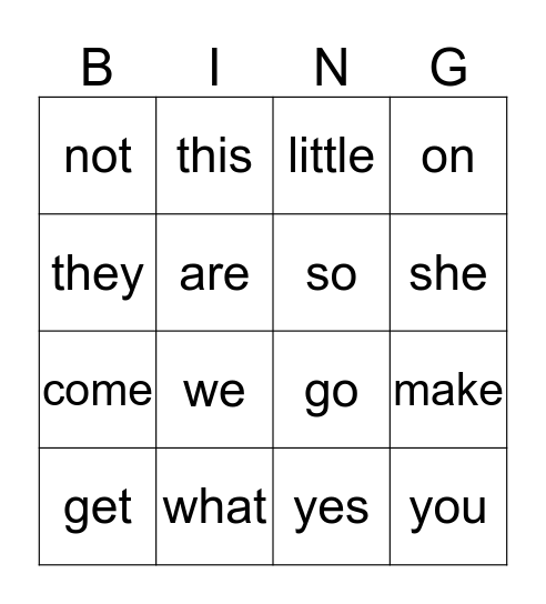 Sight WORDS 3 Bingo Card