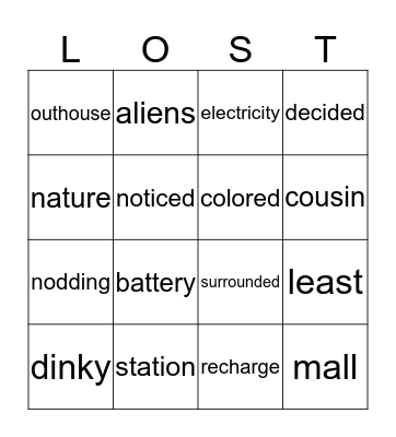 Lost Chapters 1 & 2 Bingo Card