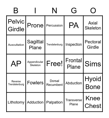 Medical Assisting Picture Bingo Card