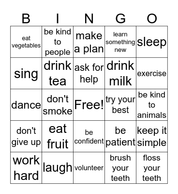 Advice Bingo Card