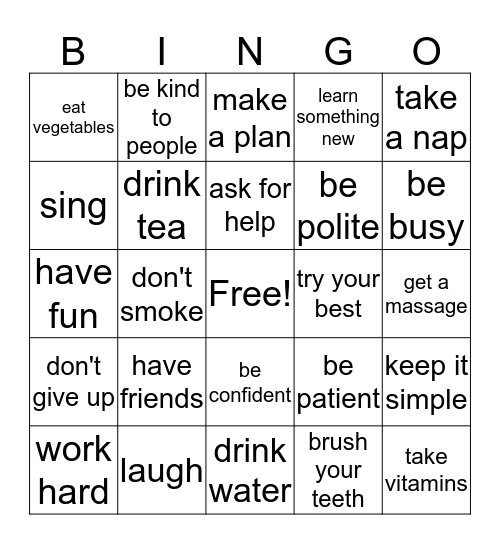 Advice Bingo Card
