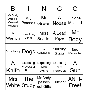 CLUE - Round 1 Bingo Card
