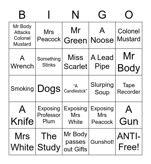CLUE - Round 1 Bingo Card