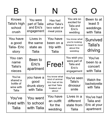 T Bingo Card