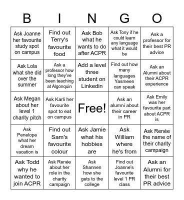 ACPR BINGO Card