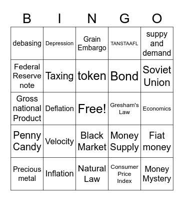 Economics Bingo Card