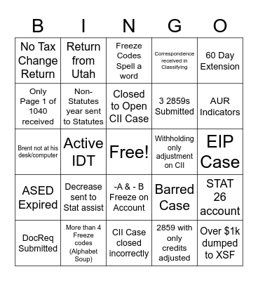ASED Bingo Card