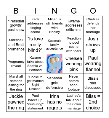 Love is Blind Reunion Bingo Card