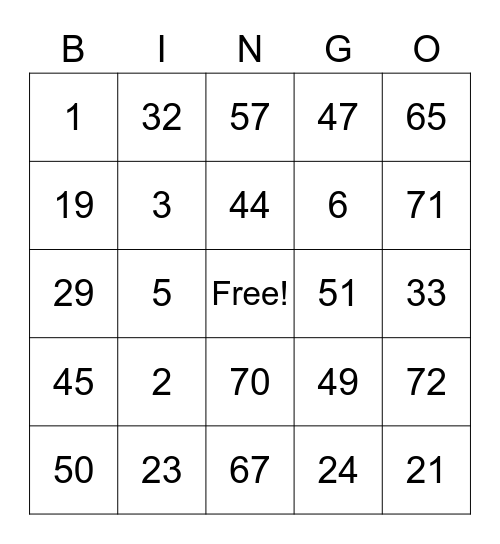 Hagerstown Bingo! Bingo Card