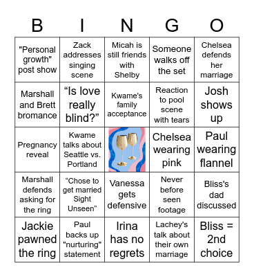 Love is Blind Reunion Bingo Card
