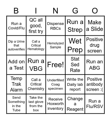 Saved By the Lab Week Bingo Card