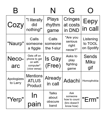 Bim Bingo Card