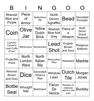 Calvert House Bingo Card