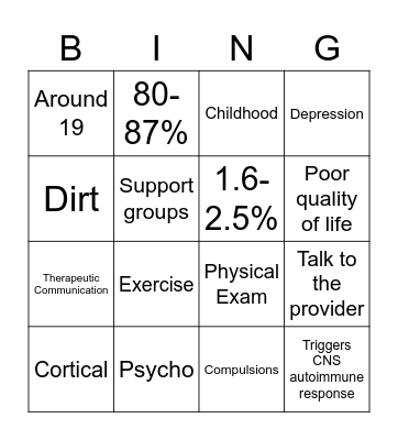 OCD Bingo Card