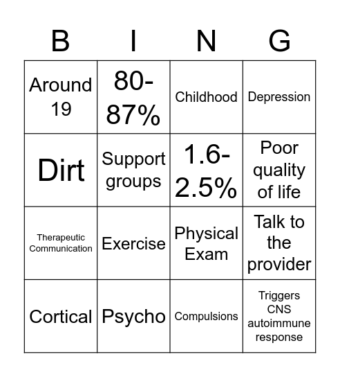 OCD Bingo Card