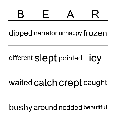 How Bear Lost His Tail Bingo Card