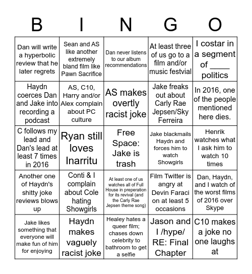 Letterboxd Bingo Card