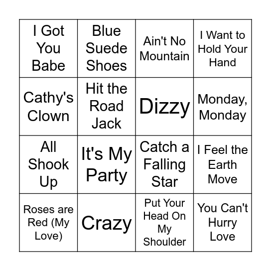 Music Bingo Card