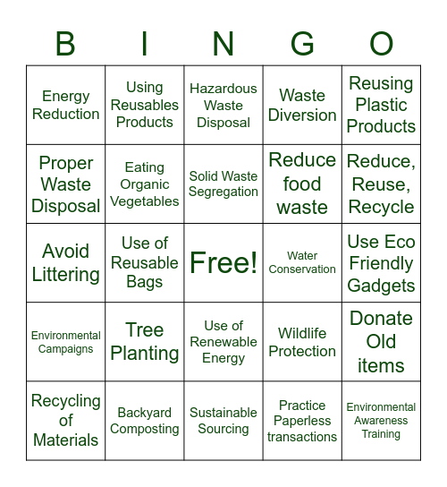 Earth Day Bingo 2023 Bingo Card