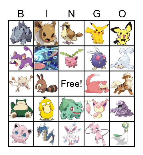 Pokemon Bingo Card