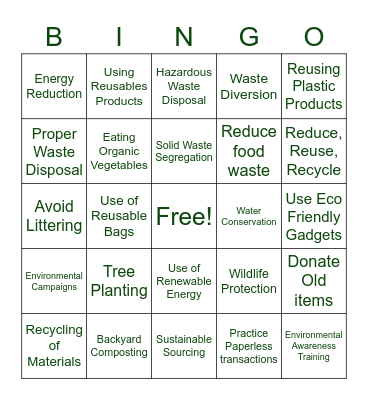 Earth Day Bingo 2023 Bingo Card