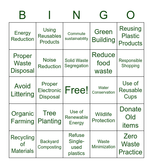 Earth Day Bingo 2023 Bingo Card