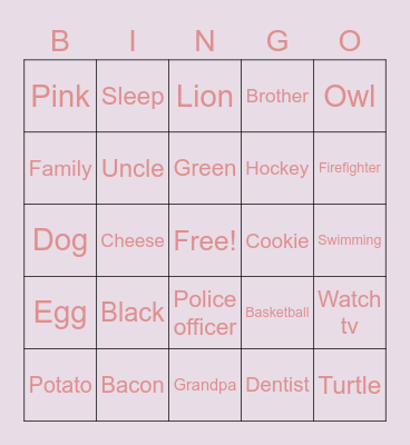 Untitled Bin Bingo Card