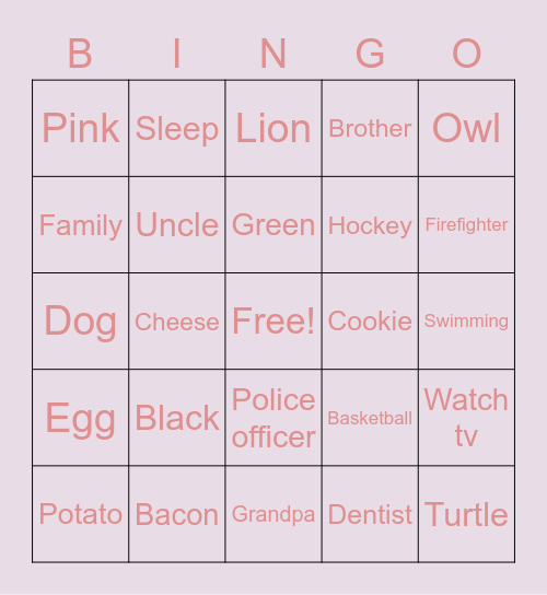Untitled Bin Bingo Card