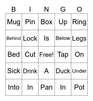 Vocabulary 1 Bingo Card