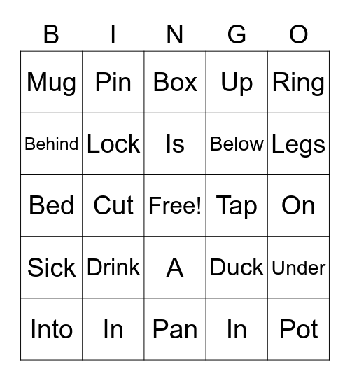 Vocabulary 1 Bingo Card