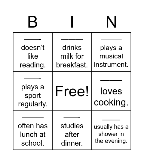 Untitled Bingo Card