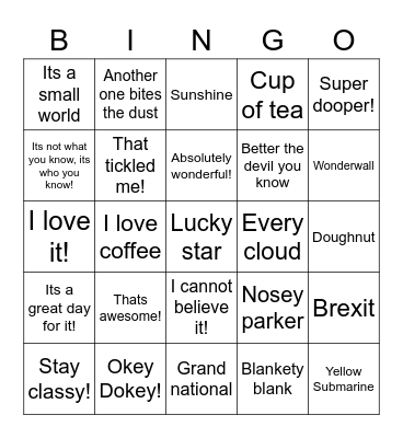 Call Bingo Card