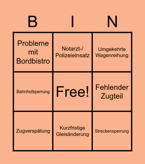 Bahnbingo Card