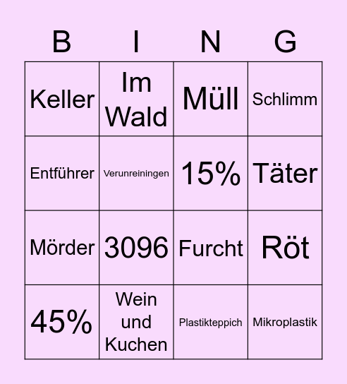 Grusel und Horror im Alltag Bingo Card