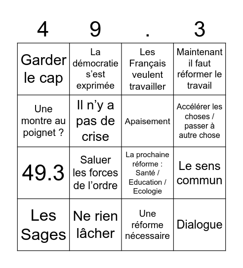 Bingo #Macron20h Bingo Card