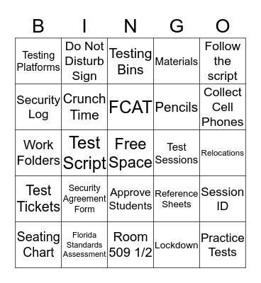 We LOVE Testing! Bingo Card