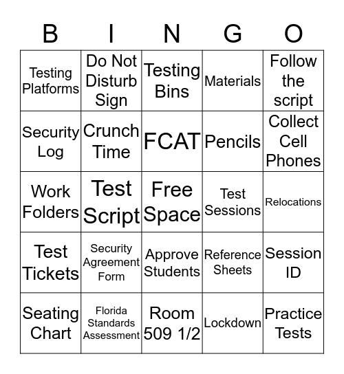 We LOVE Testing! Bingo Card