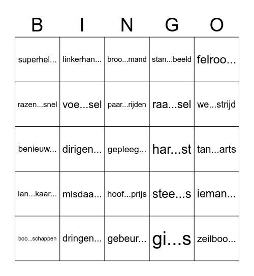 Thema 8 les 10: woorden net als misdaad en hoofdprijs Bingo Card