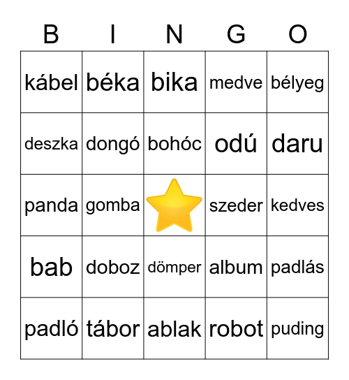 B-D / b-d Bingo Card
