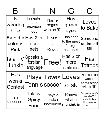 Ice Breaker Bingo Card