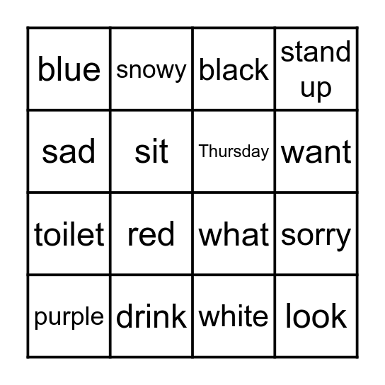 Signing Bingo Card