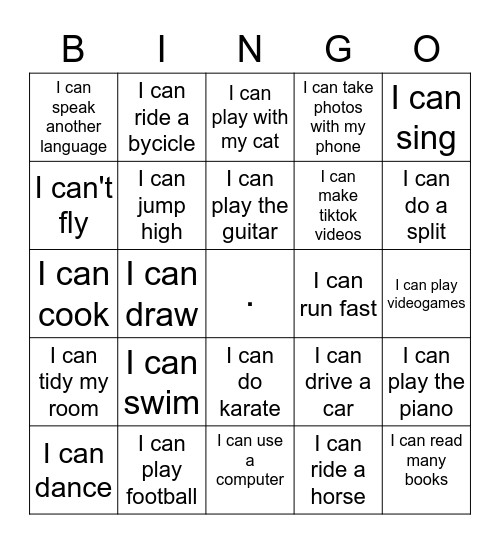 What can you do? Bingo Card