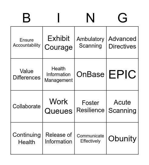 HIM BINGO Card