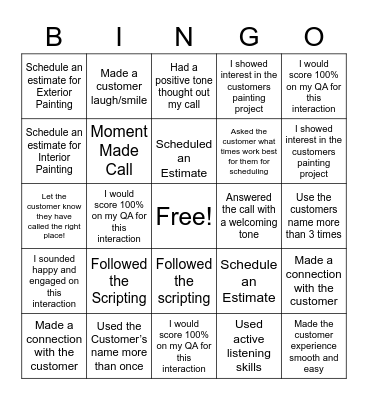 Customer Experience Bingo Card