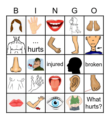 Body Parts Bingo Card