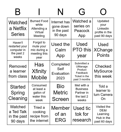 Team Palumbo Bingo Card