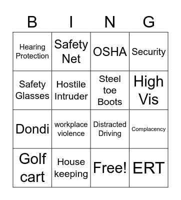 April Tailgate Meeting Bingo Card