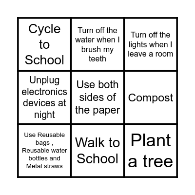 Earth Day Bingo Card